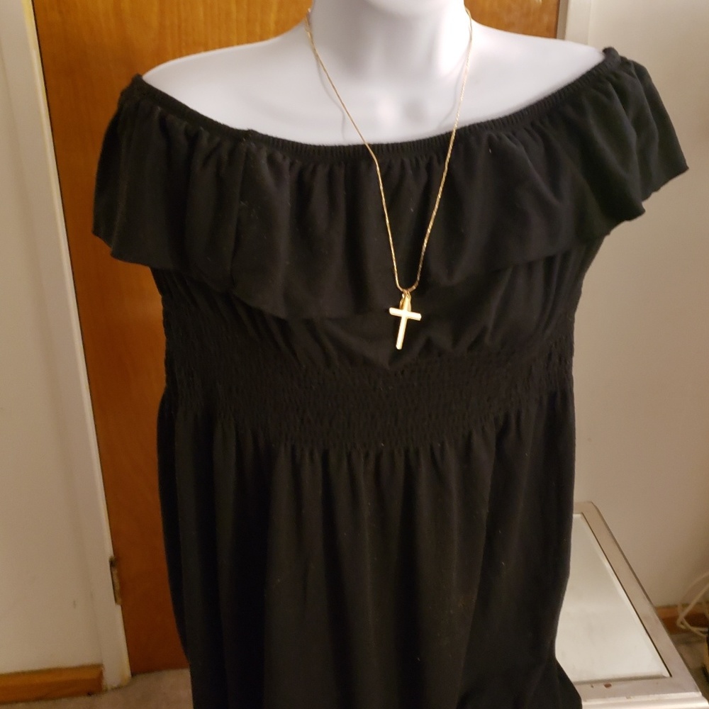 Strapless Ruffled Front Maxi Dress